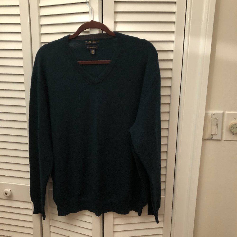 Club Room men V-collar teal merino sweater, XXL